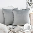 thumbnail image 1 of Phantoscope Pom Pom Velvet Series Decorative Throw Pillow, 22" x 22", Grey, 2 Pack, 1 of 7