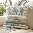 thumbnail image 1 of Phantoscope Printed Boho Woven Tufted with Tassel Series Decorative Throw Pillow, 18" x 18", Blue, 1 Pack, 1 of 4
