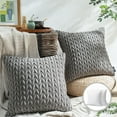 thumbnail image 1 of Phantoscope Quilted Velvet Braid Textured Pleated Decorative Throw Pillow, 22" X 22", Dark Gray, 2 Pack, 1 of 6