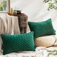 thumbnail image 1 of Phantoscope Quilted Velvet Braid Textured Pleated Decorative Throw Pillow Covers for Couch, 12" x 20", Dark Green, 2 Pack, 1 of 5