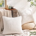 thumbnail image 1 of Phantoscope Quilted Velvet Braid Textured Pleated Decorative Throw Pillow Covers for Couch, 18" x 18", White, 2 Pack, 1 of 8