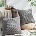 thumbnail image 1 of Phantoscope Quilted Velvet Braid Textured Pleated Decorative Throw Pillow Covers for Couch, 20" X 20", Dark Gray, 2 Pack, 1 of 5