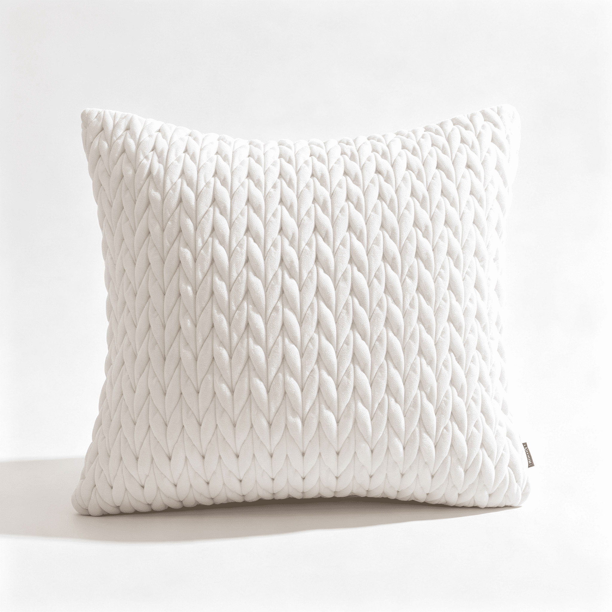 Phantoscope Quilted Velvet Decorative Throw Pillow with Insert, Braided Texture, Cream, 18 x 18 in, 1 Pack