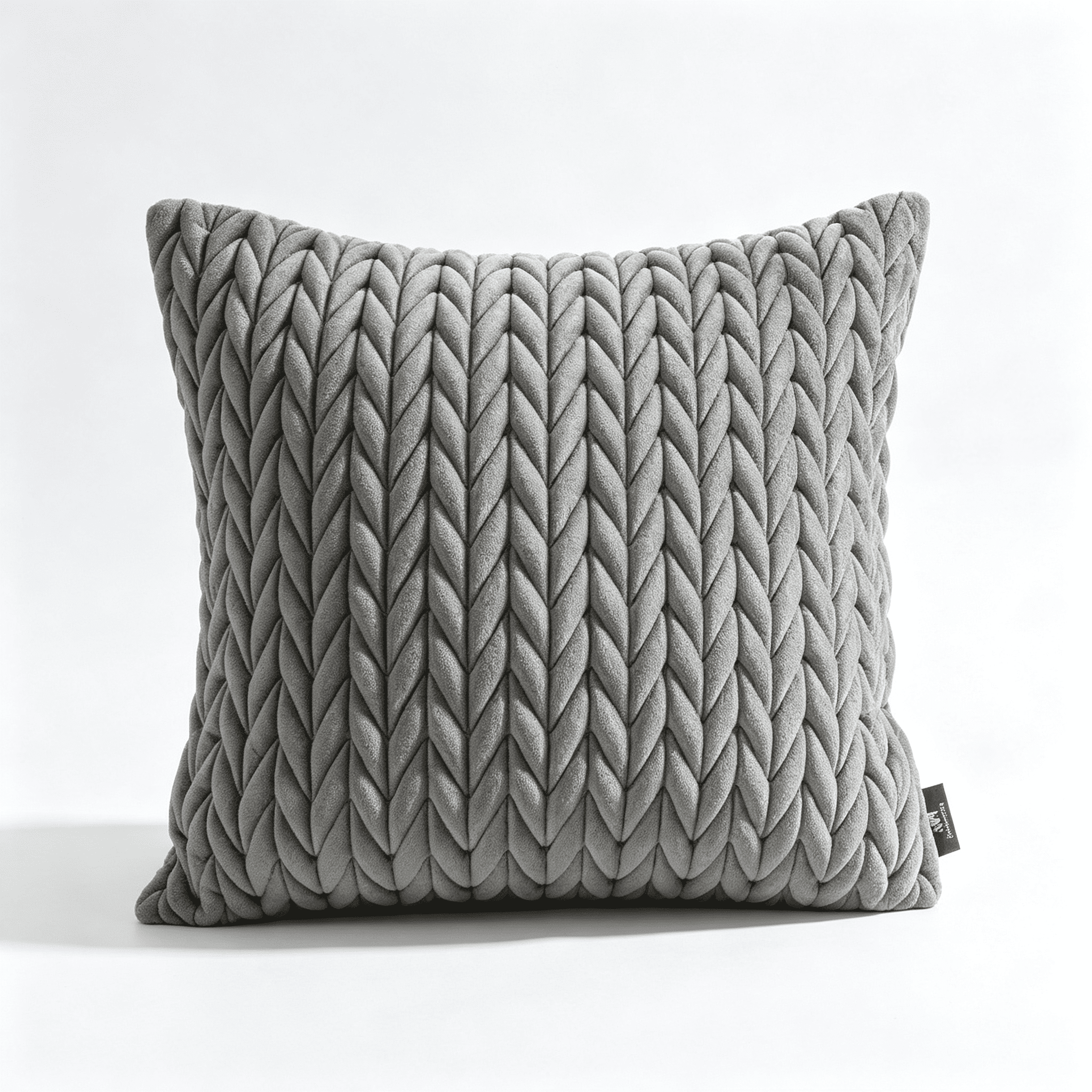 Phantoscope Quilted Velvet Decorative Throw Pillow with Insert, Braided Texture, Dark Gray, 18 x 18 in, 1 Pack