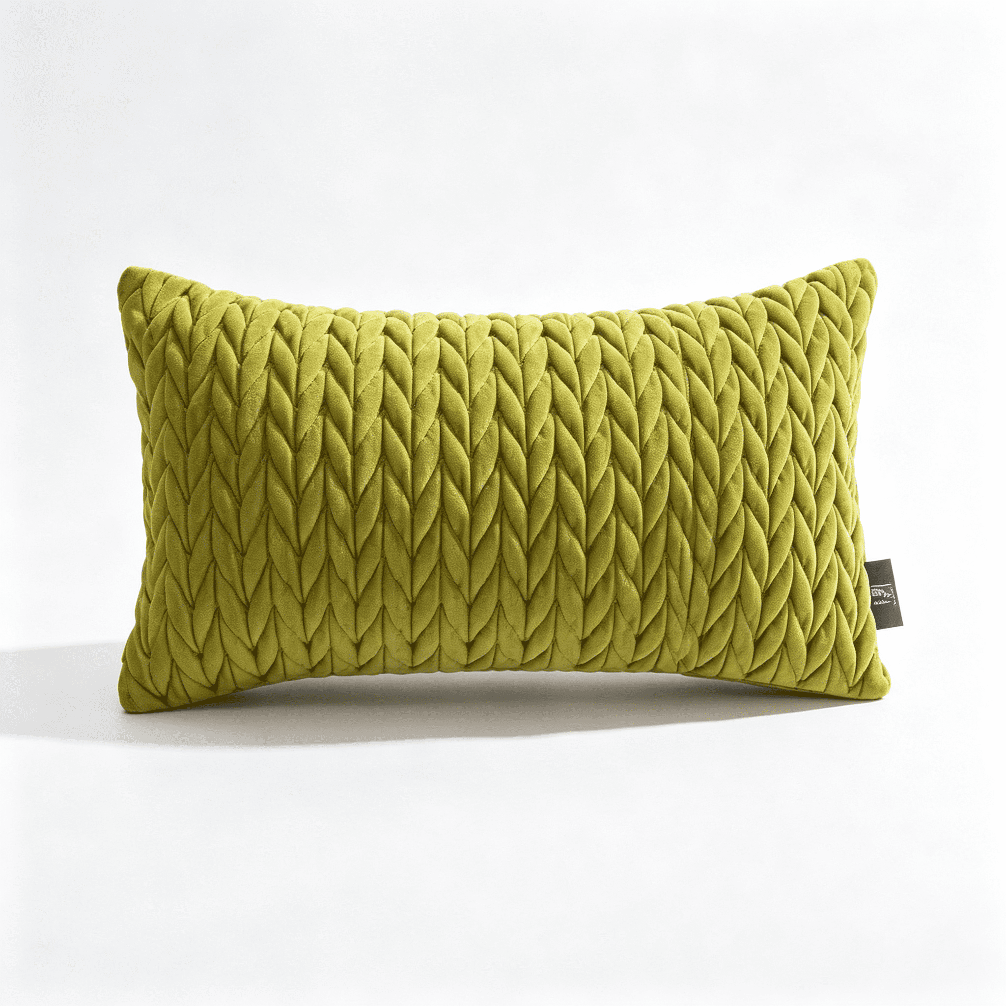 Phantoscope Quilted Velvet Lumbar Decorative Throw Pillow with Insert, Braided Texture, Light Green, 12 x 20 in, 1 Pack
