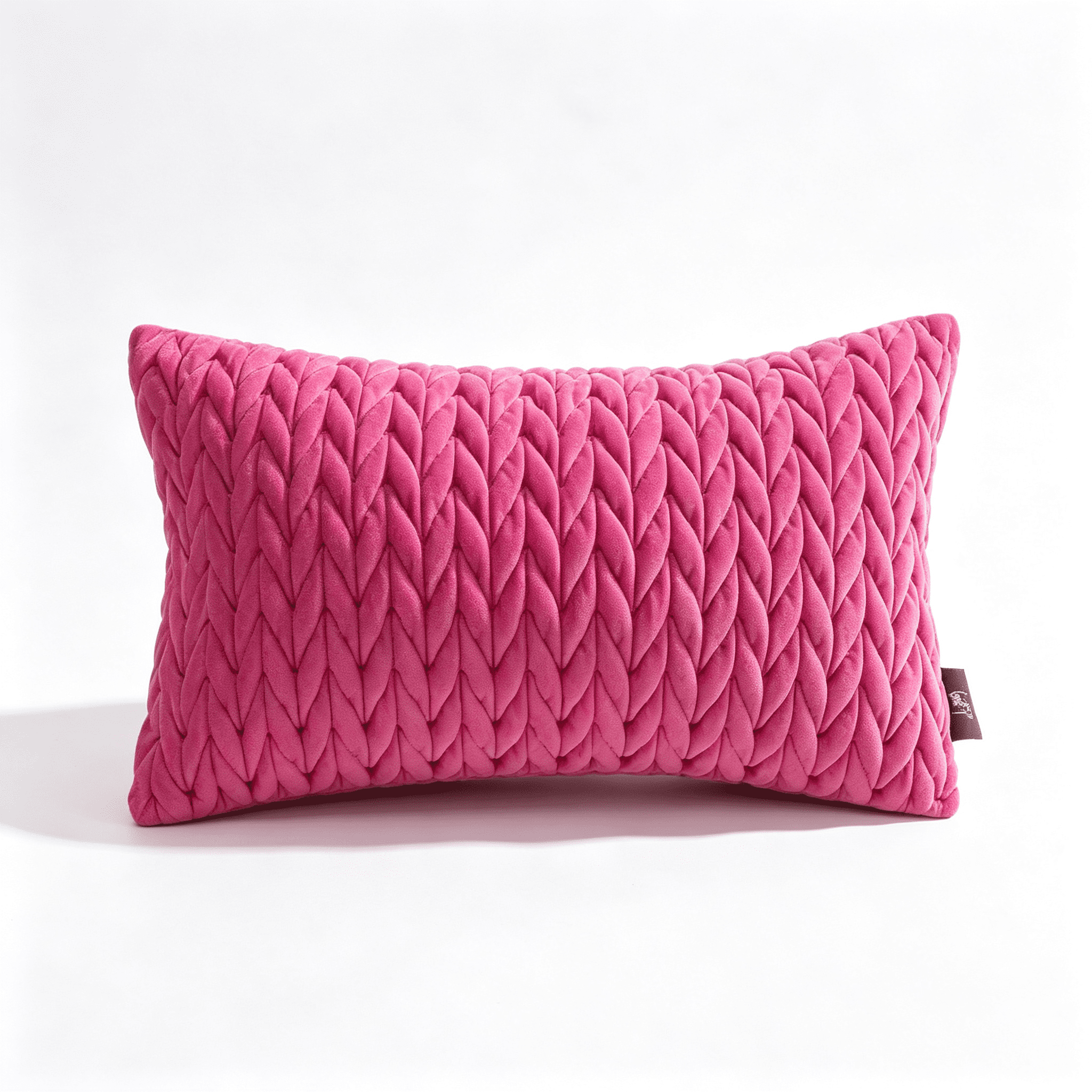 Phantoscope Quilted Velvet Lumbar Decorative Throw Pillow with Insert, Braided Texture, Pink, 12 x 20 in, 1 Pack