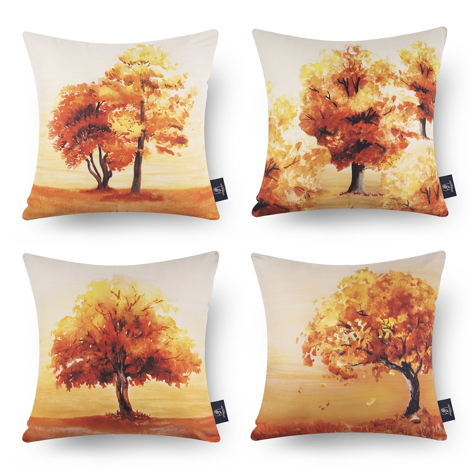 Phantoscope Season Series Decorative Throw Pillows, Autumn Golden Leaves, 18  x 18, set of 4 