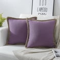 thumbnail image 1 of Phantoscope Set of 2 Soft Farmhouse Decorative Throw Pillow Covers, Burlap Linen Trimmed Tailored Edges Boho Accent Cushions Decor for Couch Sofa, Purple, 22x22 Inch, 1 of 8