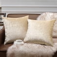 thumbnail image 1 of Phantoscope Set of 2 Sparkling Velvet Throw Pillow Covers 20 x 20, Soft Gold Glitter Decorative Cushion Covers for Couch Bed Chair, Beige, 1 of 7