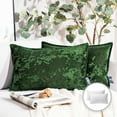 thumbnail image 1 of Phantoscope Shiny Crushed Velvet with Trim Series Decorative Throw Pillow, 12" x 20", Dark Green, 2 Pack, 1 of 6