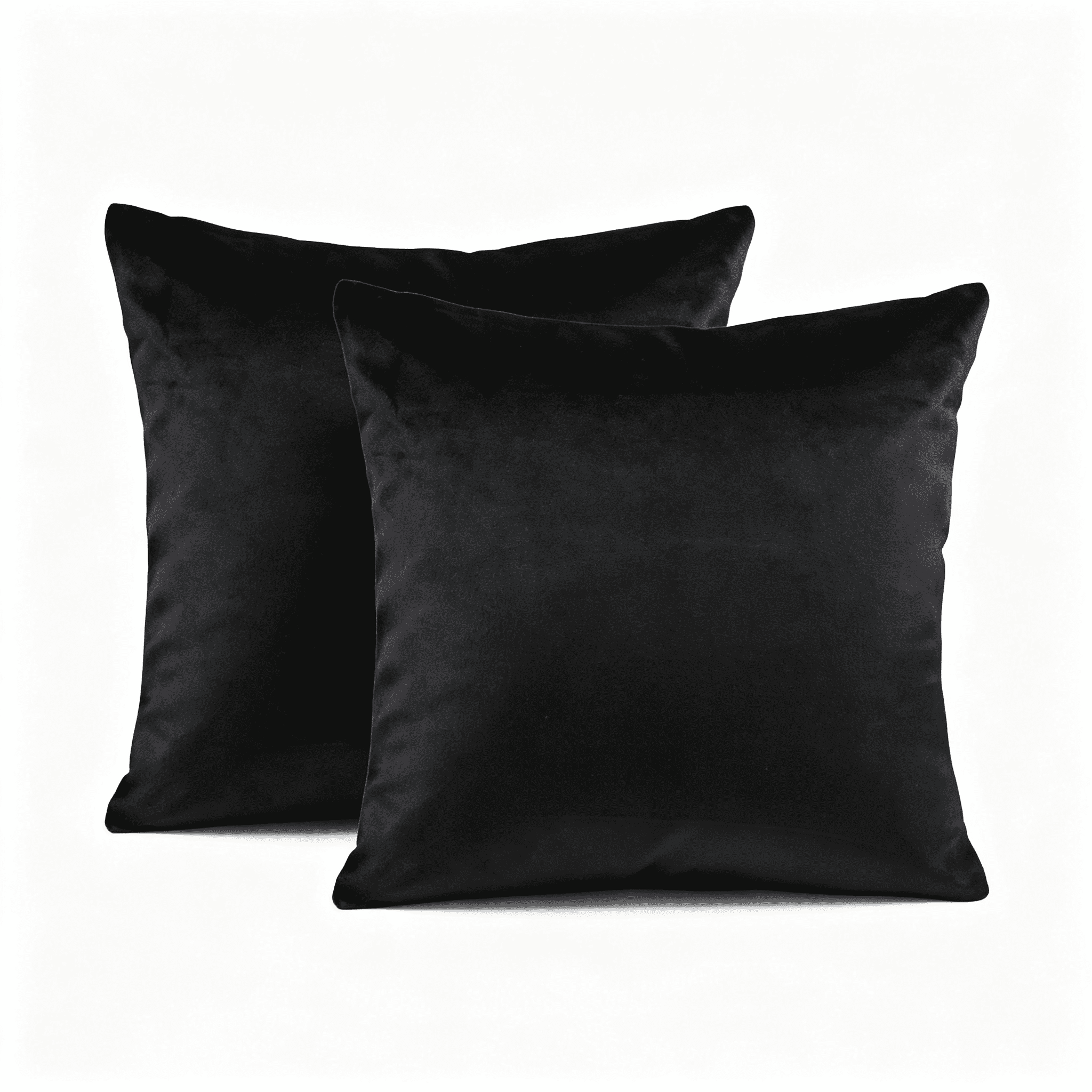 Phantoscope Silky Velvet Decorative Throw Pillows, 20 x 20 in, Black, 2 Pack