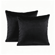 Phantoscope Silky Velvet Decorative Throw Pillows, 20 x 20 in, Black, 2 Pack