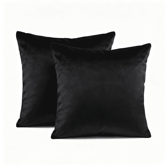 Phantoscope Silky Velvet Decorative Throw Pillows, 20 x 20 in, Black, 2 Pack