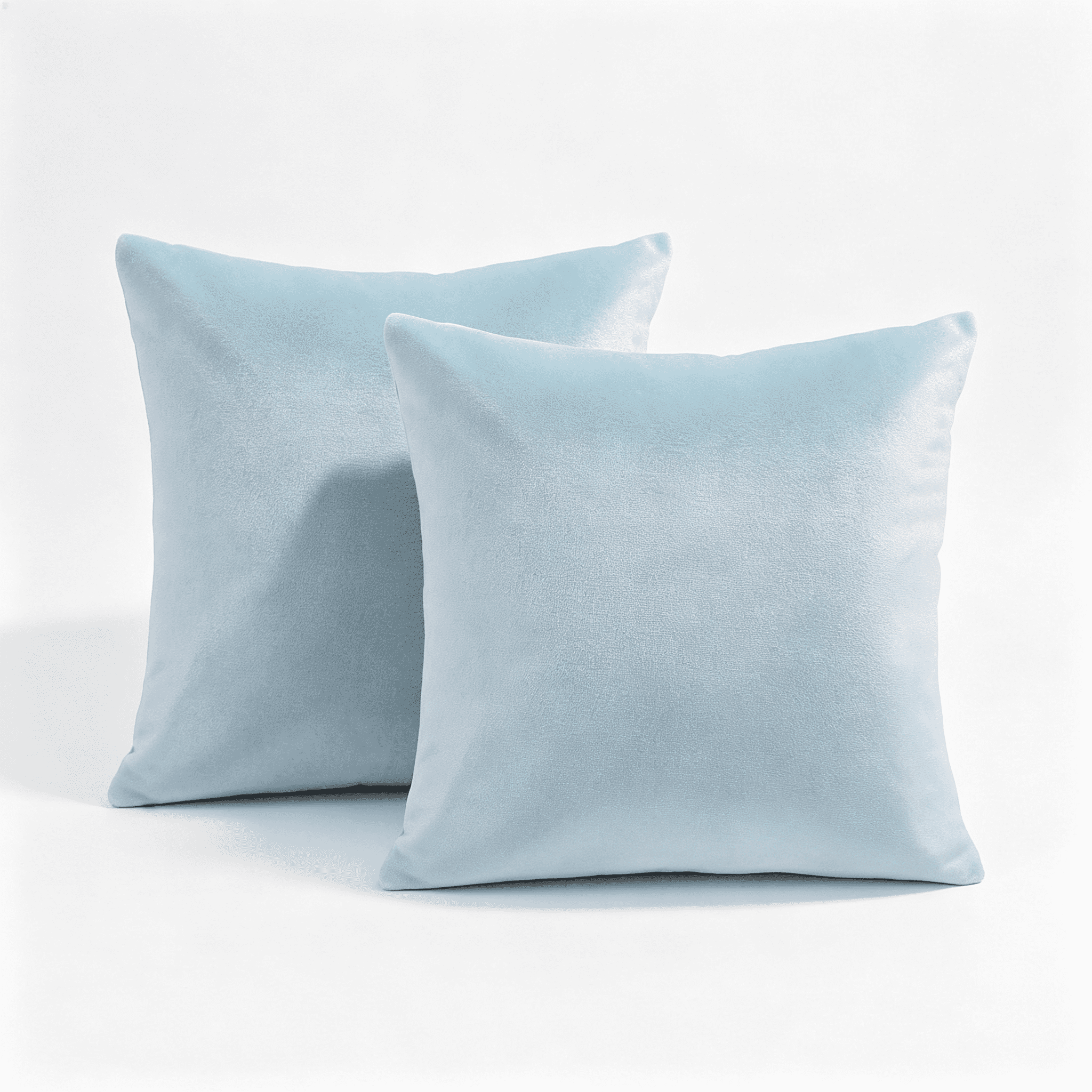 Phantoscope Silky Velvet Decorative Throw Pillows, 20 x 20 in, Light Blue, 2 Pack