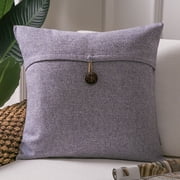 Phantoscope Single Button Cotton Blend Decorative Throw Pillow with Insert, Pink Purple, 22 x 22 in, 1 Pack