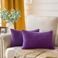thumbnail image 1 of Phantoscope Soft Corduroy Corn Striped Velvet Series Decorative Throw Pillow Covers for Sofa Couch, 12" x 20", Purple, 2 Pack, 1 of 5