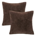 thumbnail image 1 of Phantoscope Soft Corduroy Striped Velvet 18" x 18" Dark Coffee Decorative Throw Pillows, 2 Pack, 1 of 5