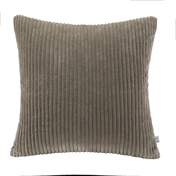 Phantoscope Soft Corduroy Striped Velvet 18" x 18" Light Coffee Decorative Throw Pillow, 1 Pack
