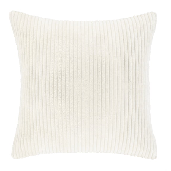 Phantoscope Soft Corduroy Striped Velvet 18" x 18" Off White Decorative Throw Pillow, 1 Pack