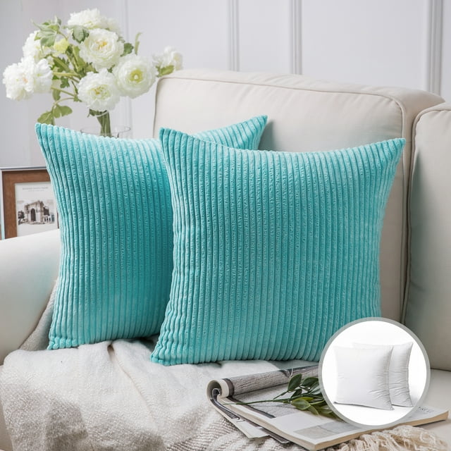 Phantoscope Soft Corduroy Striped Velvet Series Decorative Throw Pillow