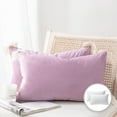 thumbnail image 1 of Phantoscope Soft Corduroy Velvet with Cotton Tassel Solid Square Throw Pillow Cusion with Insert Accent Decorative for Couch, 12" x 20", Light Purple, 2 Pack, 1 of 7