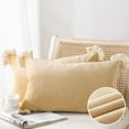 thumbnail image 1 of Phantoscope Soft Corduroy Velvet with Cotton Tassel Solid Square Cusion Accent Decorative Throw Pillow for Couch, 12" x 20", Beige, 2 Pack, 1 of 6