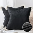 thumbnail image 1 of Phantoscope Soft Corduroy Velvet with Cotton Tassel Solid Square Cusion Accent Decorative Throw Pillow for Couch, 20" x 20", Black, 2 Pack, 1 of 6