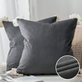 thumbnail image 1 of Phantoscope Soft Corduroy Velvet with Cotton Tassel Solid Square Cusion Accent Decorative Throw Pillow for Couch, 20" x 20", Dark Gray, 2 Pack, 1 of 6