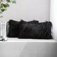 thumbnail image 1 of Phantoscope Faux Fur Series Decorative Throw Pillow Cover of Plush, Cusion for Sofa Couch, 12" x 20", Black, 2 Pack, 1 of 3