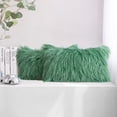thumbnail image 1 of Phantoscope Soft Fluffy Faux Fur Rectangle Cusion Decorative Throw Pillow Cover, 12" x 20", Green, 2 Pack, 1 of 5