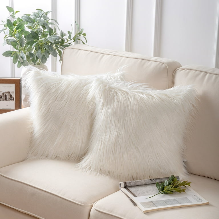 Phantoscope Soft Fluffy Faux Fur Square Cushion Decorative Throw