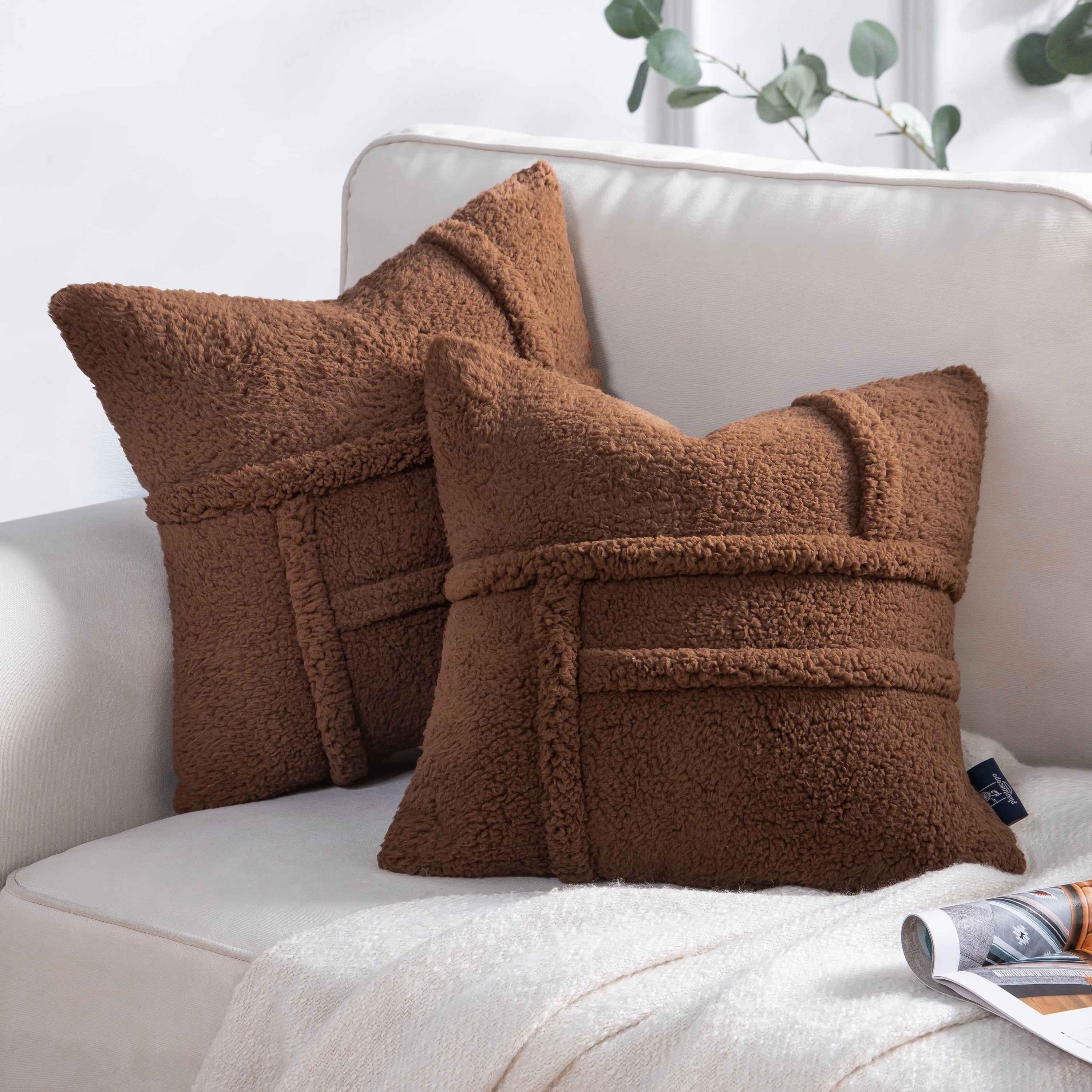Phantoscope Fluffy Sherpa Throw Pillow Cover - 18x18 Inches - Walmart.com