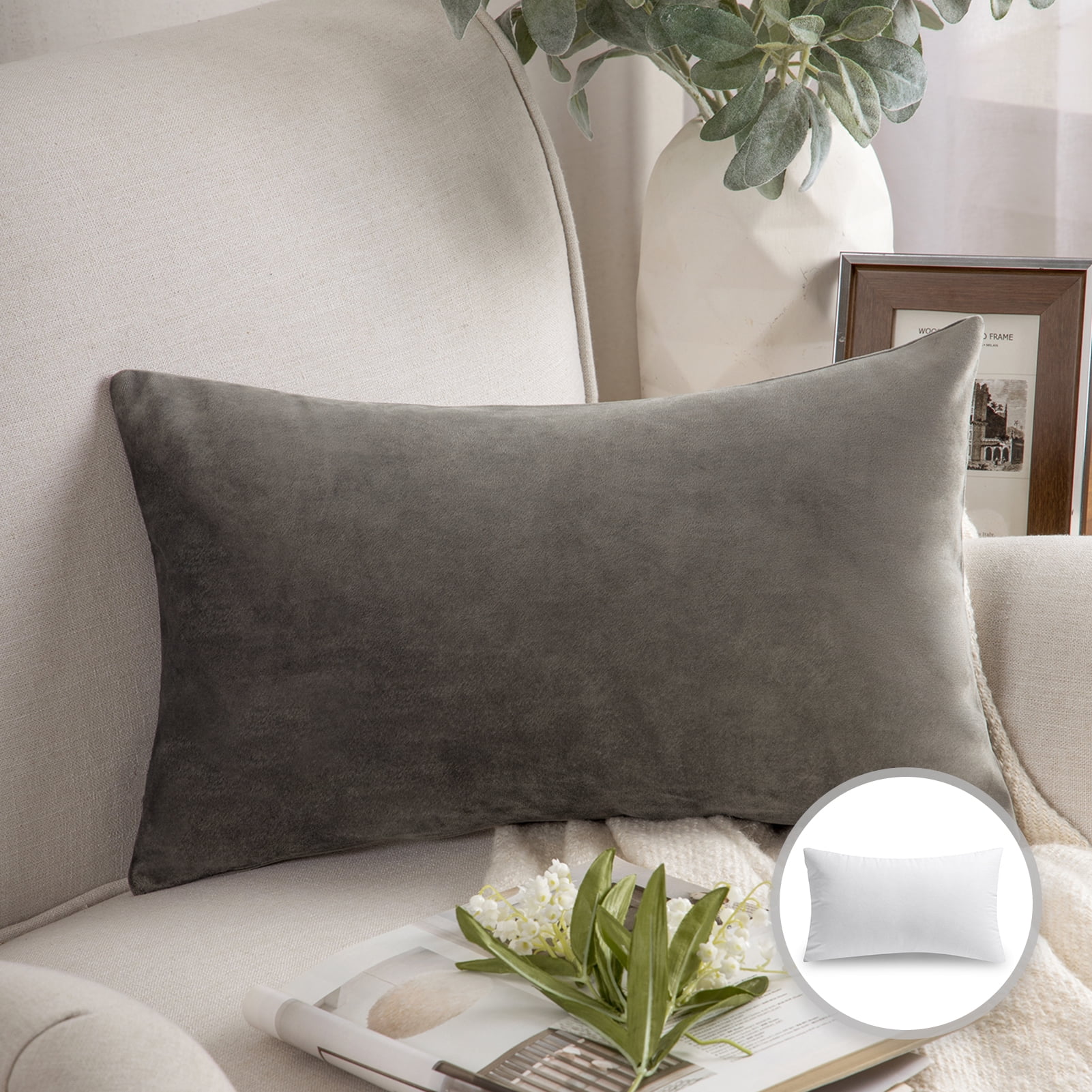 Designer Gray + Silver Decorative Throw Pillows