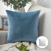 Phantoscope Soft Silky Velvet Series Decorative Throw Pillow, 18" x 18", Blue, 1 Pack