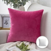 Phantoscope Soft Silky Velvet Series Square Decorative Throw Pillow Cusion for Couch, 18" x 18", Pink, 1 Pack
