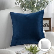 Phantoscope Soft Silky Velvet Series Decorative Throw Pillow, 22" x 22", Navy, 1 Pack