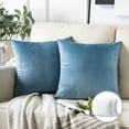 thumbnail image 1 of Phantoscope Soft Silky Velvet Series Square Decorative Throw Pillow Cushion for Couch, 18" x 18", Blue, 2 Pack, 1 of 7