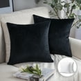 thumbnail image 1 of Phantoscope Soft Silky Velvet Series Square Decorative Throw Pillow Cushion for Couch, 20" x 20", Black, 2 Pack, 1 of 7