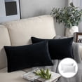 thumbnail image 1 of Phantoscope Soft Silky Velvet Series Square Decorative Throw Pillow Cusion for Couch, 12" x 20", Black, 2 Pack, 1 of 7