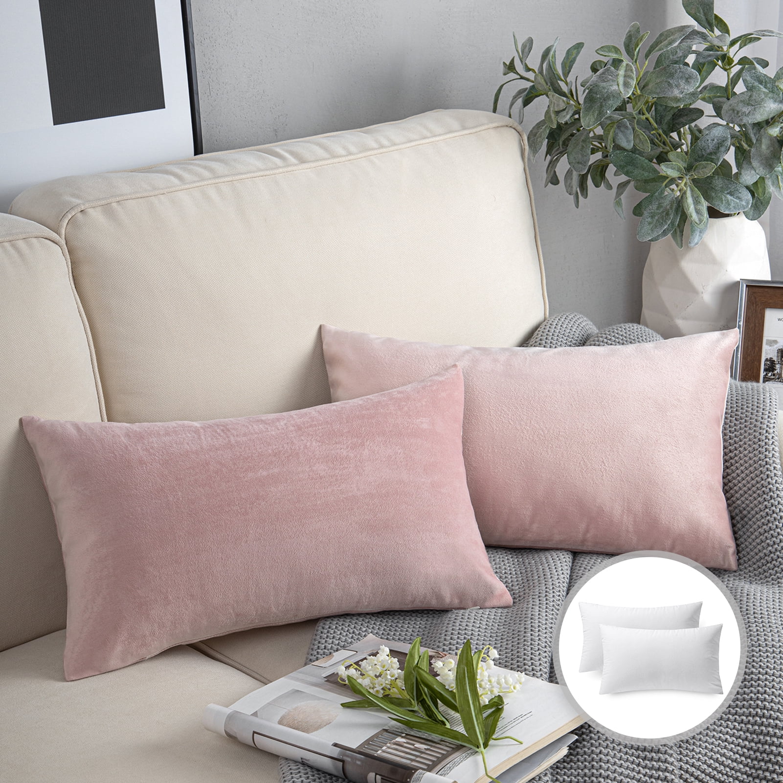 Blush Pink Pillow Covers, Soft Decorative Throw Pillows For Couch