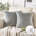 thumbnail image 1 of Phantoscope Soft Silky Velvet Series Square Decorative Throw Pillow Cusion for Couch, 18" x 18", Light Gray, 2 Pack, 1 of 7