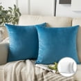 thumbnail image 1 of Phantoscope Soft Silky Velvet Series Square Decorative Throw Pillow Cusion for Couch, 20" x 20", Sky Blue, 2 Pack, 1 of 7
