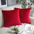 thumbnail image 1 of Phantoscope Soft Silky Velvet Series Square Decorative Throw Pillow Cusion for Couch, 22" x 22", Wine Red, 2 Pack, 1 of 7