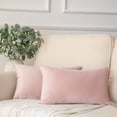 thumbnail image 1 of Phantoscope Soft Solid Square Velvet Decorative Throw Pillow for Couch and Sofa, 12" x 20", Light Pink, 2 Pack, 1 of 6