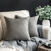 Phantoscope 18" x 18" Farmhouse, Rustic, Traditional Light Brown Striped Polyester Blend Throw Pillow , ( 2 Count)