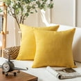 thumbnail image 1 of Phantoscope Soft Textured Linen Burlap Series Decorative Throw Pillow, 20" x 20", Yellow, 2 Pack, 1 of 6
