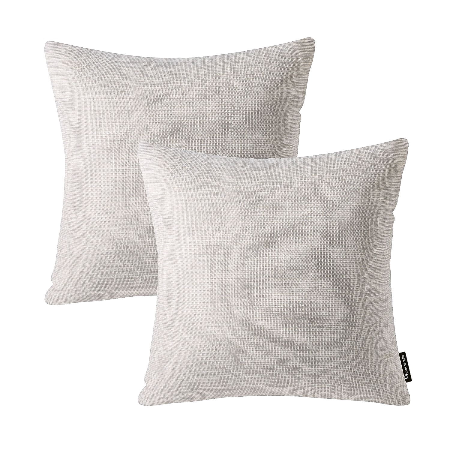 Phantoscope Soft Textured Linen-Look Decorative Throw Pillows, 18 x 18 in, Beige, 2 Pack