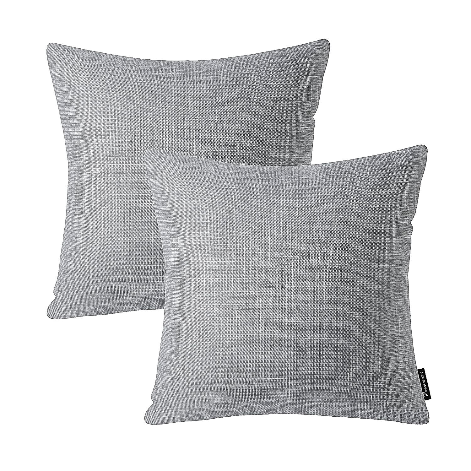 Phantoscope Soft Textured Linen-Look Decorative Throw Pillows, 18 x 18 in, Light Gray, 2 Pack