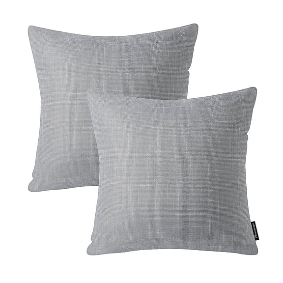 Phantoscope Soft Textured Linen-Look Decorative Throw Pillows, 18 x 18 in, Light Gray, 2 Pack