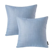 Phantoscope Soft Textured Linen-Look Decorative Throw Pillows, 18 x 18 in, Sky Blue, 2 Pack